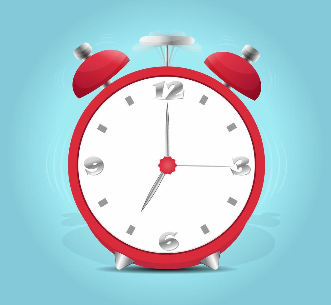 Ringing alarm clock illustration. isolated on blue background. vector