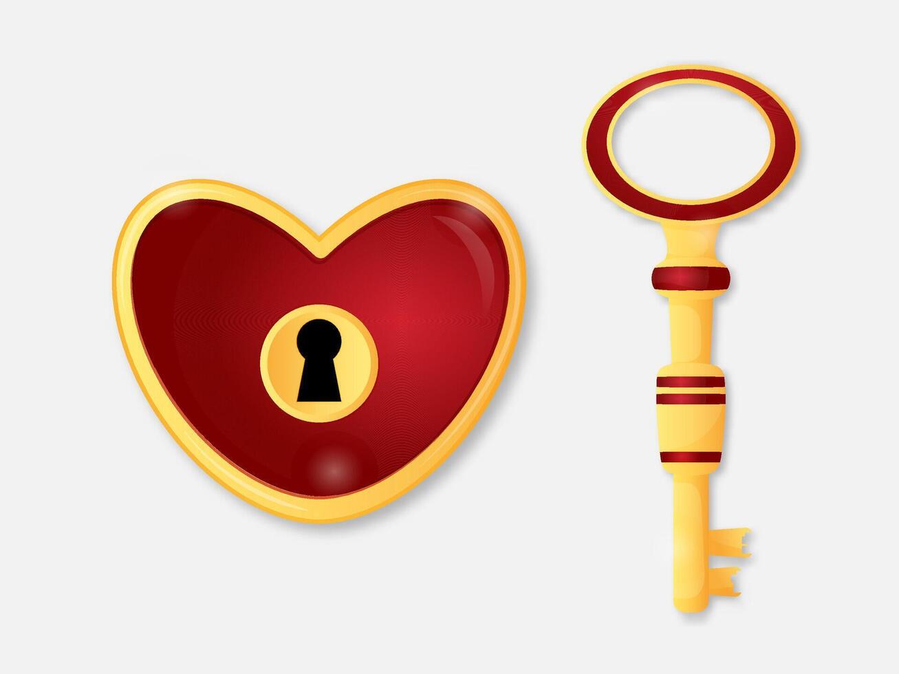 Heart lock and key, open your heart concept vector