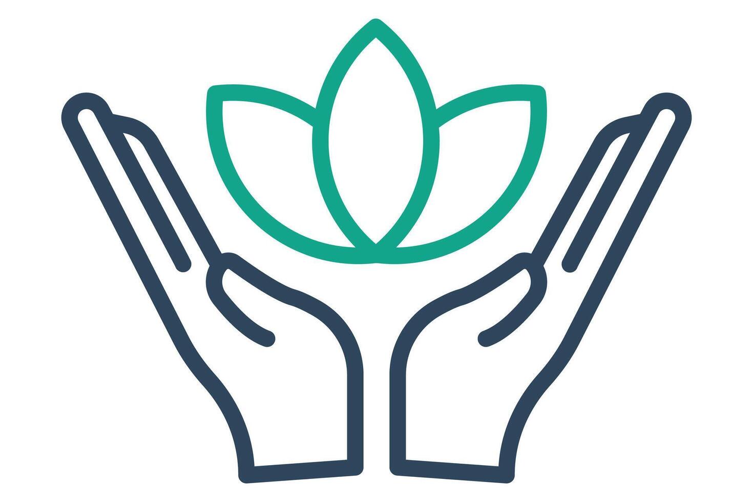 wellness icon. hand with lotus. Perfect for visualizing wellness programs, fitness, mindfulness, and healthy lifestyle choices. line icon style. element illustration vector