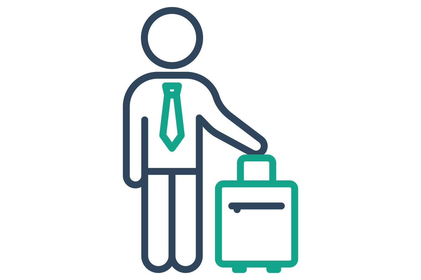 business travel icon. featuring an employee holding a suitcase. line icon style. element illustration vector