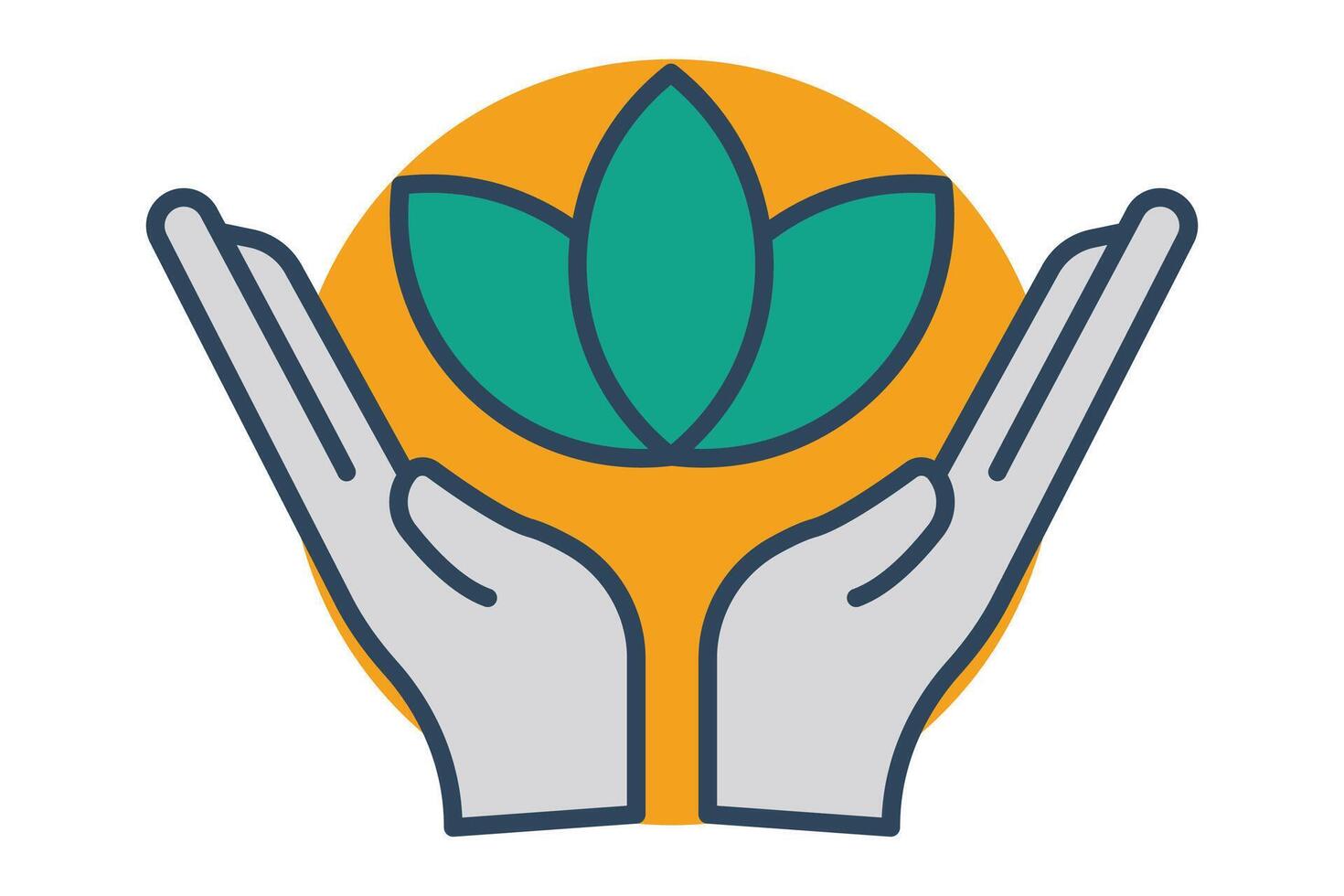 wellness icon. hand with lotus. Perfect for visualizing wellness programs, fitness, mindfulness, and healthy lifestyle choices. flat line icon style. element illustration vector