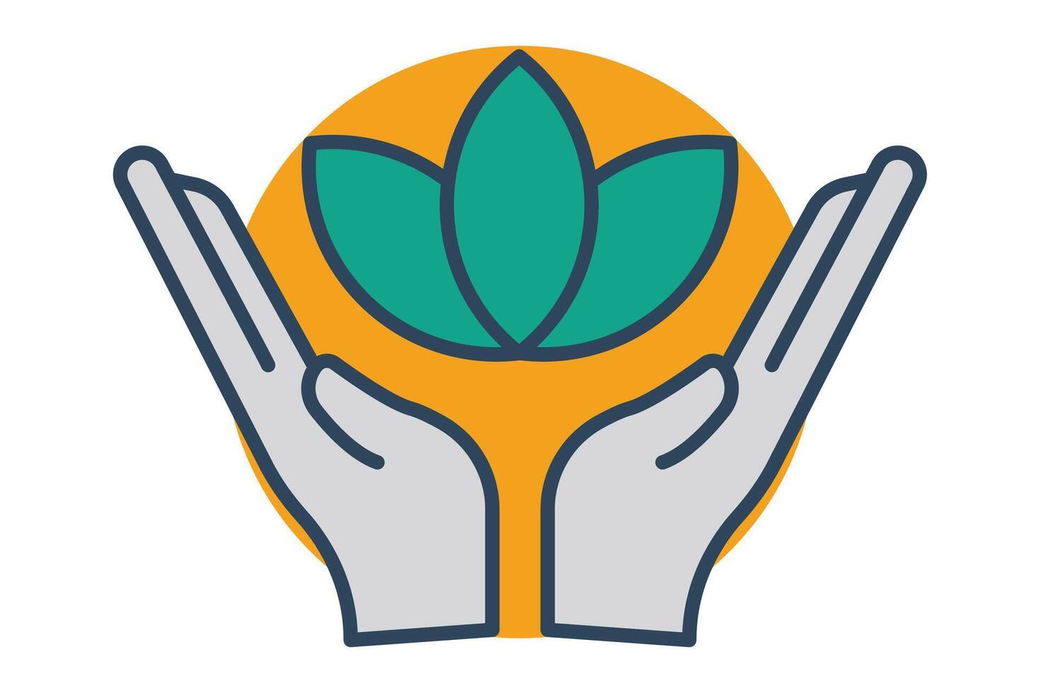 wellness icon. hand with lotus. Perfect for visualizing wellness programs, fitness, mindfulness, and healthy lifestyle choices. flat line icon style. element illustration vector