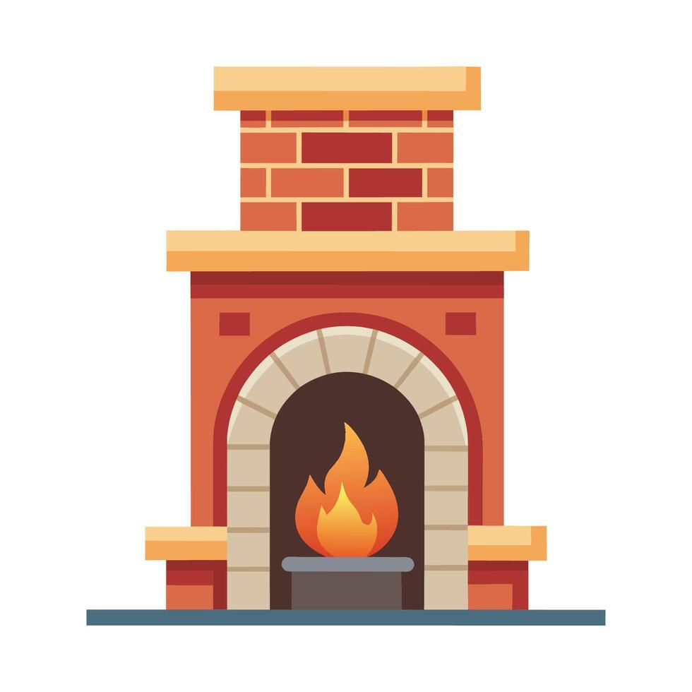 Fireplace flat vector illustration on white background