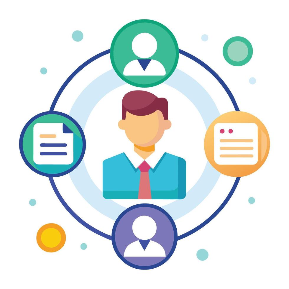 Customer management reconciliation line vector illustration on white background