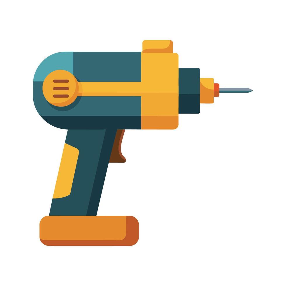 Electric drill flat vector illustration on white background