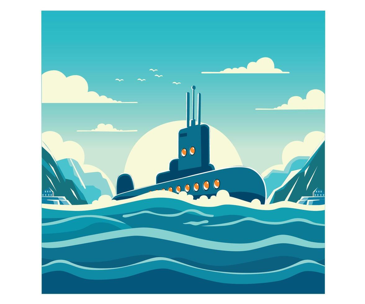 Submarine Sea Background Illustration vector