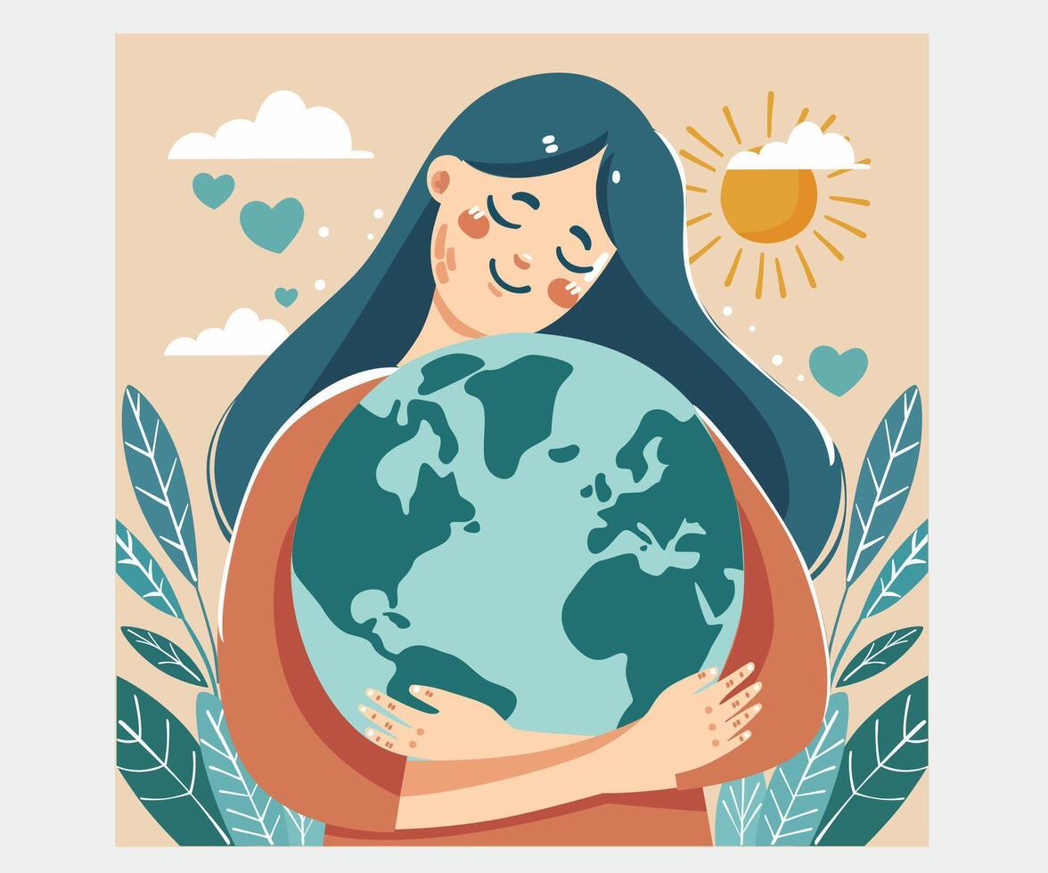 Cartoon Mother Earth Day Illustration vector