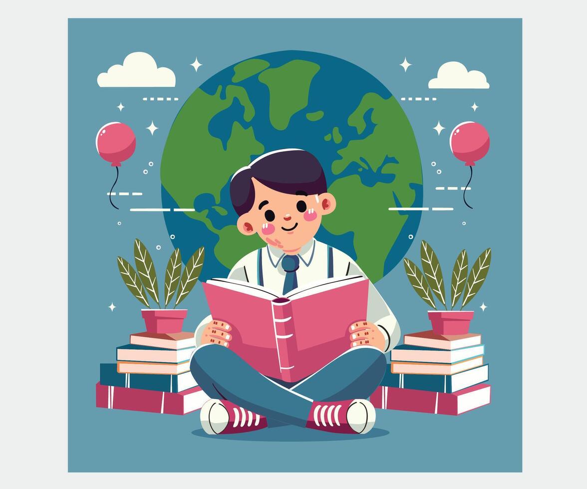 Cartoon World Book Day Illustration vector