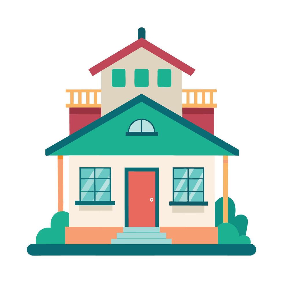 Guest house flat vector illustration on white background