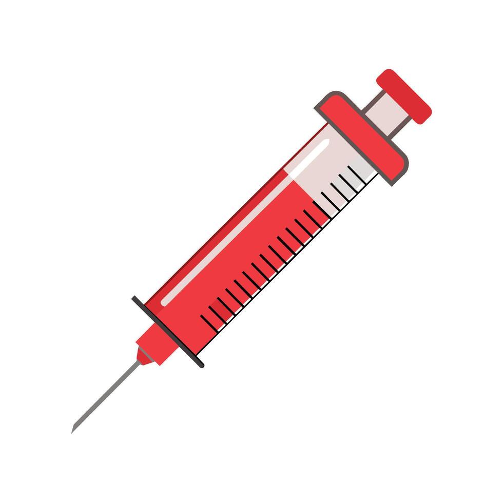 Syringe flat vector illustration on white background.