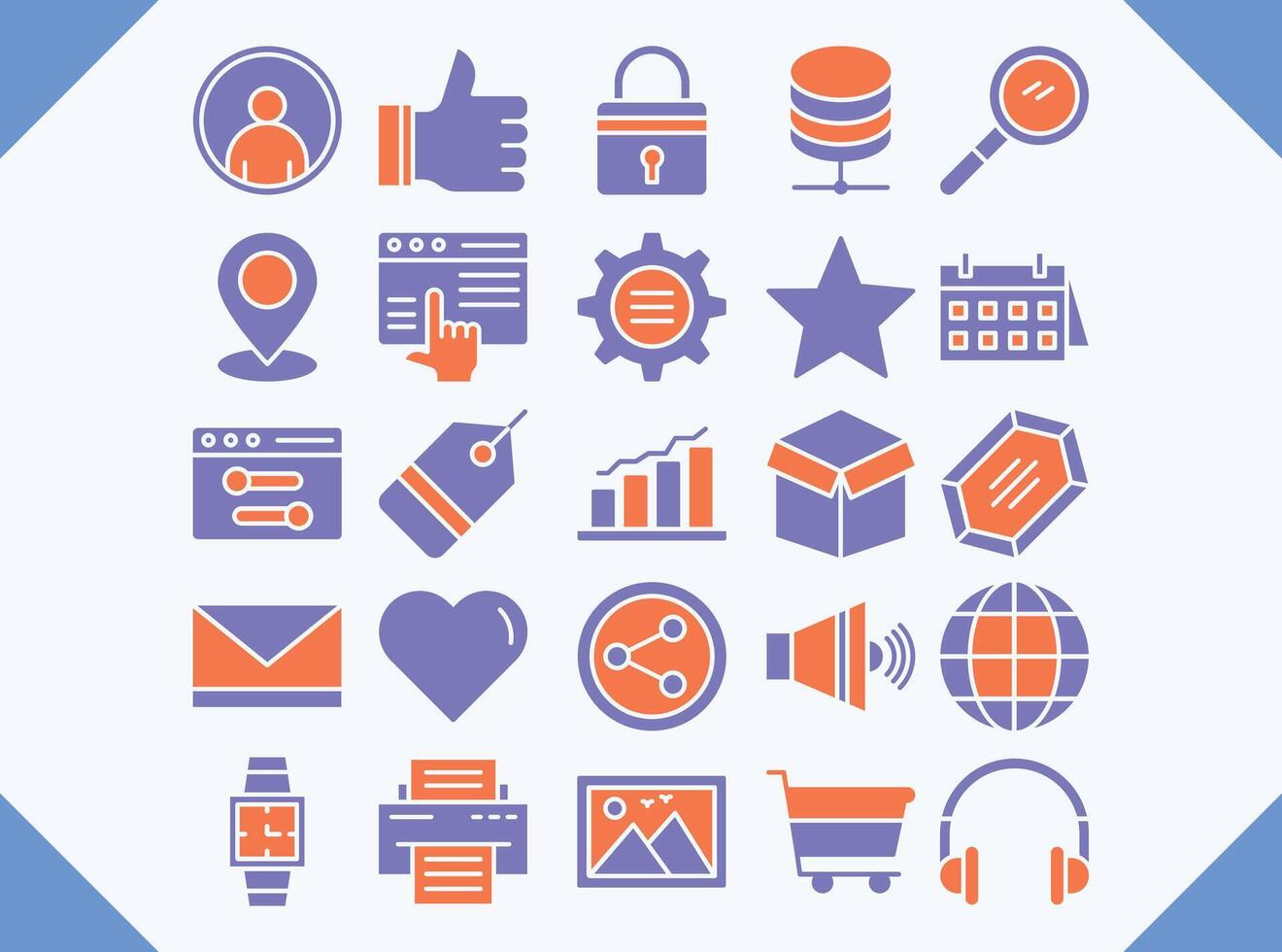 user interface dual color icon set  vector design