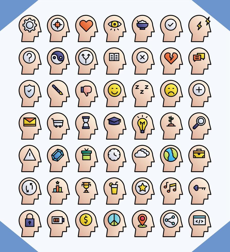 human mind vector design line filled flat