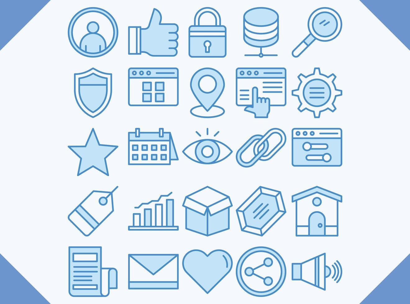 user interface blue line icon set  vector design