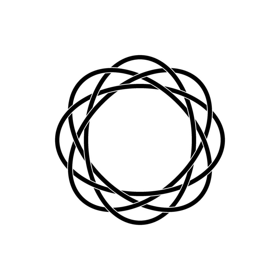Ornamental Circle Shape Created From Oval Shape Composition, Flat and Weaving Lines Style, can use for Logo Gram, Decoration, Ornate, Frame Work, or Graphic Design Element. Vector Illustration