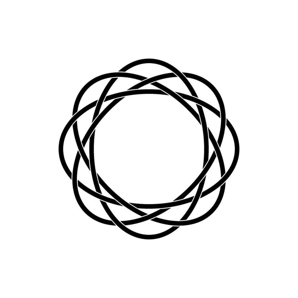 Ornamental Circle Shape Created From Oval Shape Composition, Flat and Weaving Lines Style, can use for Logo Gram, Decoration, Ornate, Frame Work, or Graphic Design Element. Vector Illustration