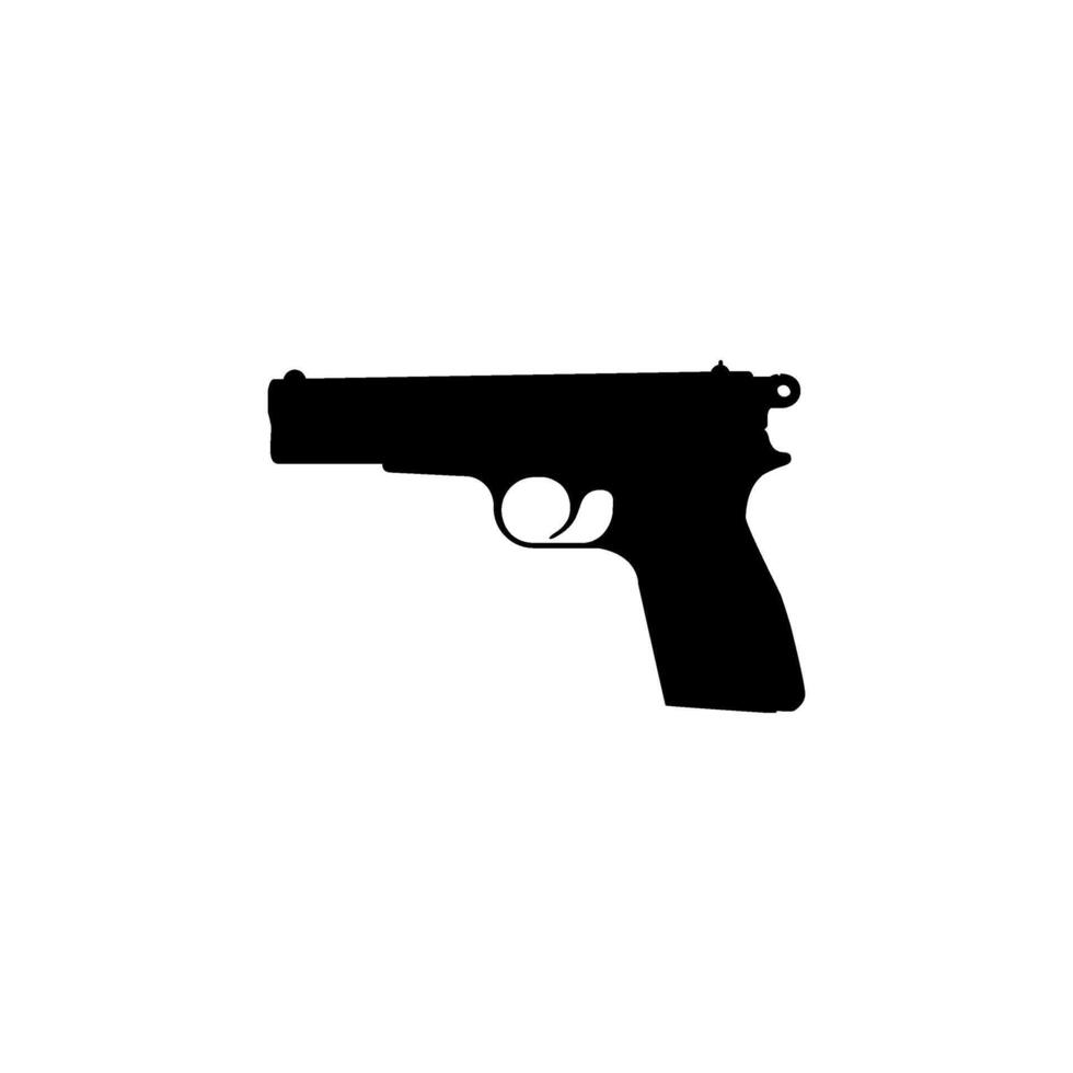 Silhouette of Hand Gun also known as Pistol, Flat Style, can use for Art Illustration, Logo Gram, Pictogram, Website or Graphic Design Element. Vector Illustration