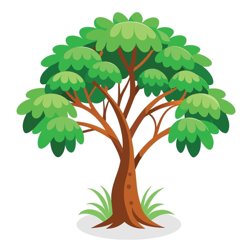 Tamarindo pequeño árbol aislado plano vector ilustración