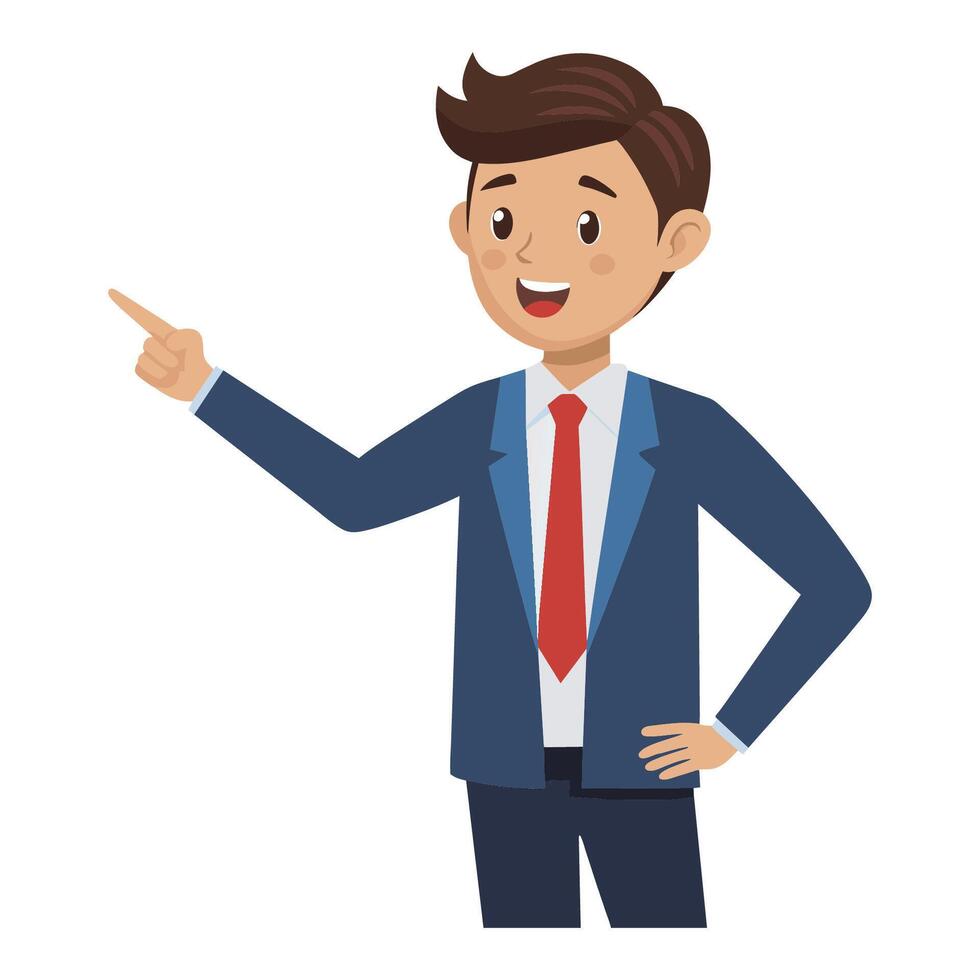 A boy guide right hand vector illustration