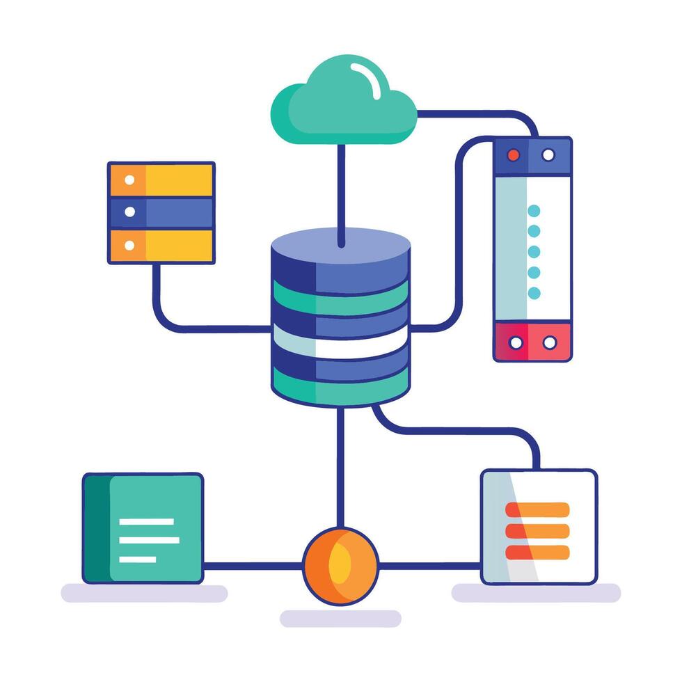 Data access pipeline isolated vector illustration