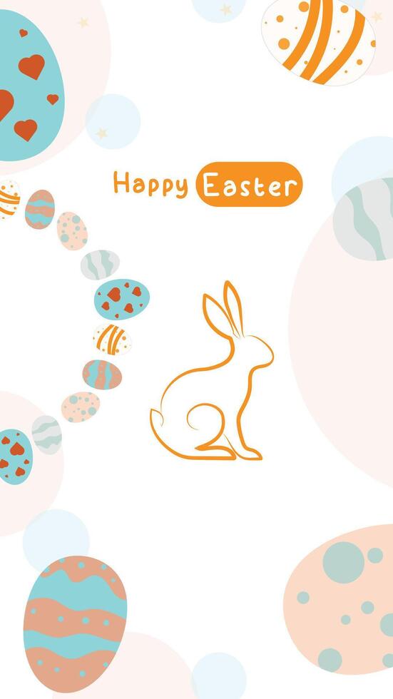 Social media post idea for easter egg background isolated in white, hand draw line rabbit, suit for decoration ,web, banner , wallpaper , with blank space vector