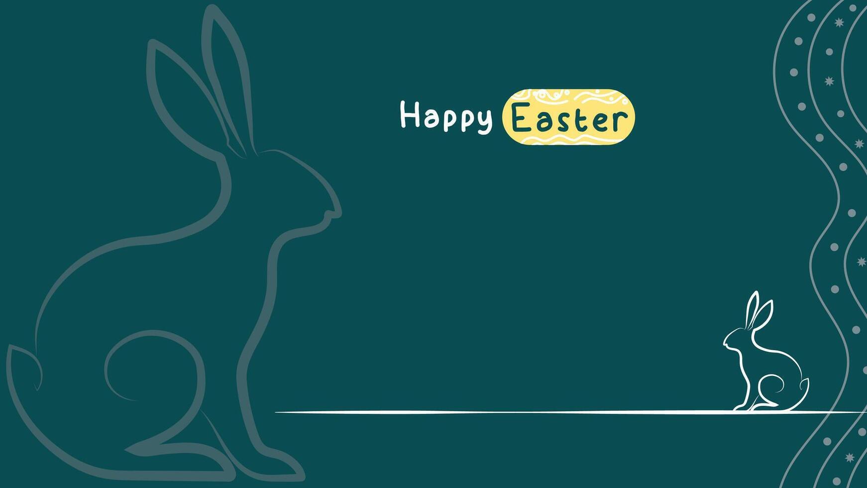 vector illustration of easter egg background isolated in green, hand draw line rabbit, suit for decoration ,web, banner , wallpaper , with blank space