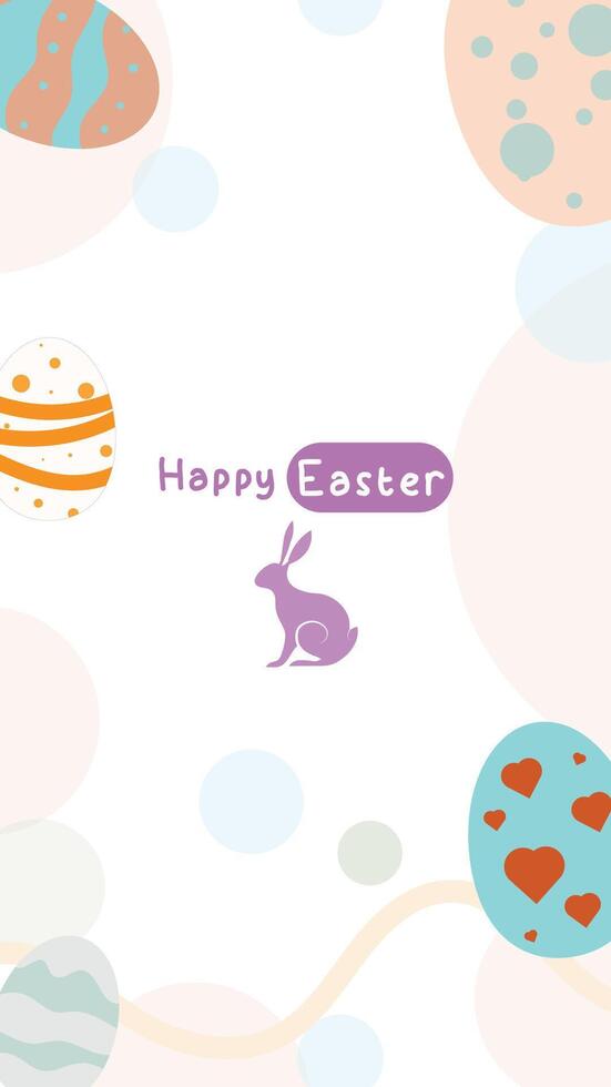 Social media post idea for easter egg background isolated in white, hand draw line rabbit, suit for decoration ,web, banner , wallpaper, portrait format vector