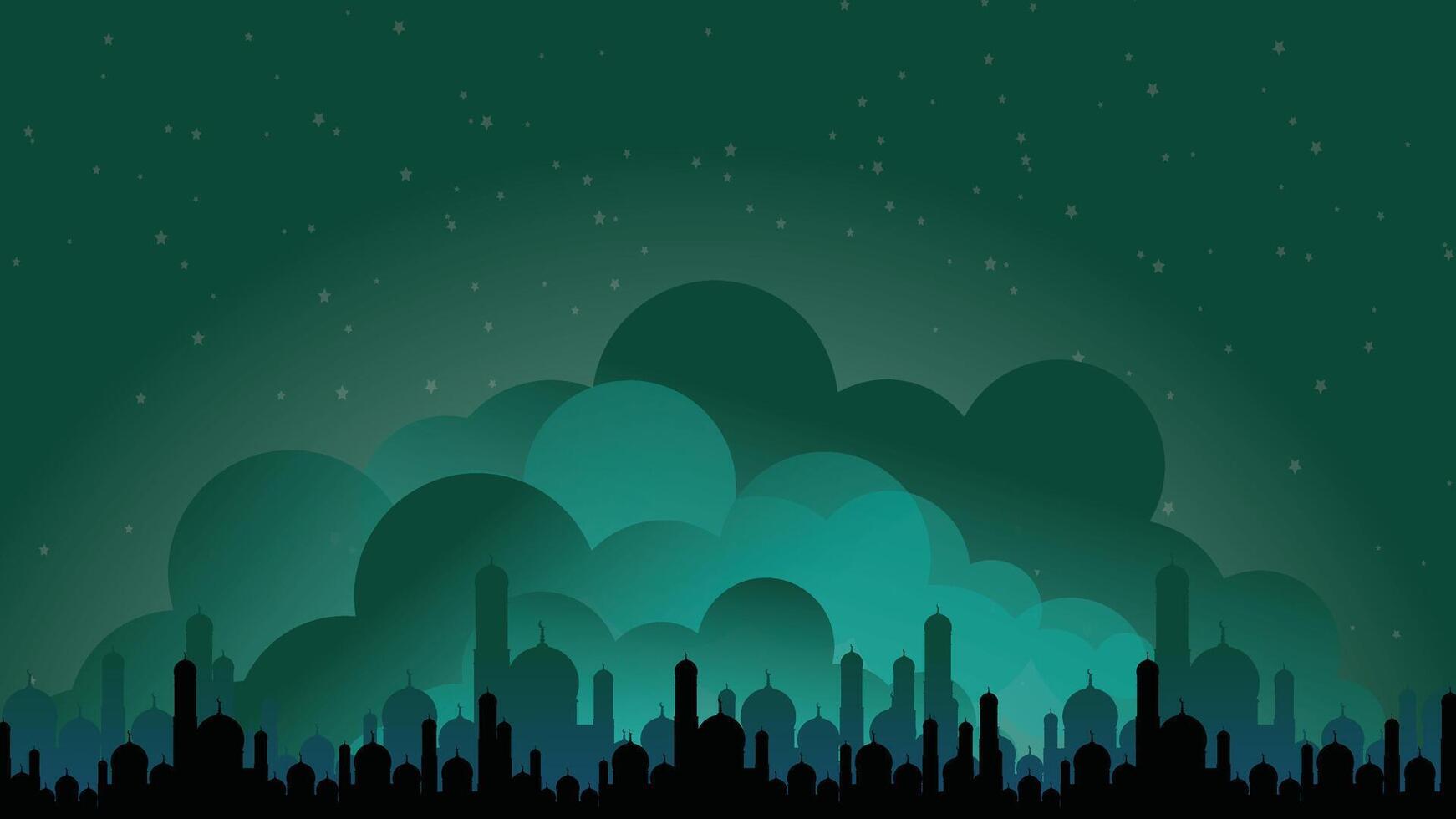 Ramadan kareem vector illustration, ramadan holiday celebration background isolated in green background