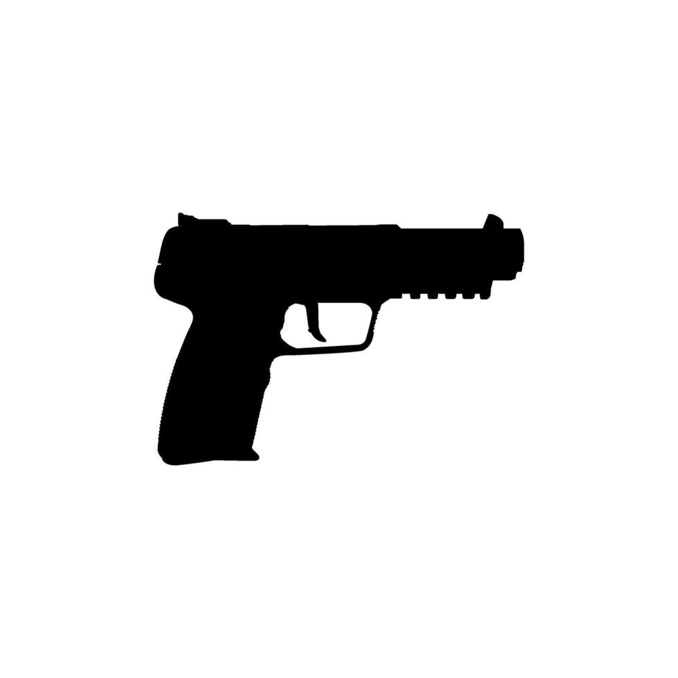 silueta de mano pistola además conocido como pistola, plano estilo, lata utilizar para Arte ilustración, logo gramo, pictograma, sitio web o gráfico diseño elemento. vector ilustración