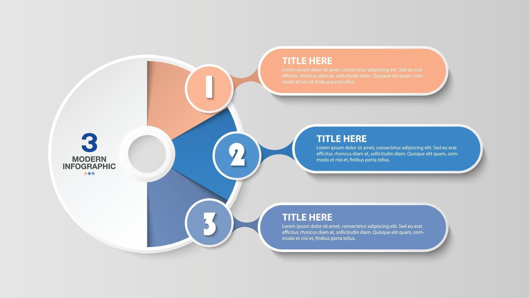 Modern infographic with 3 steps and business icons for presentation. vector