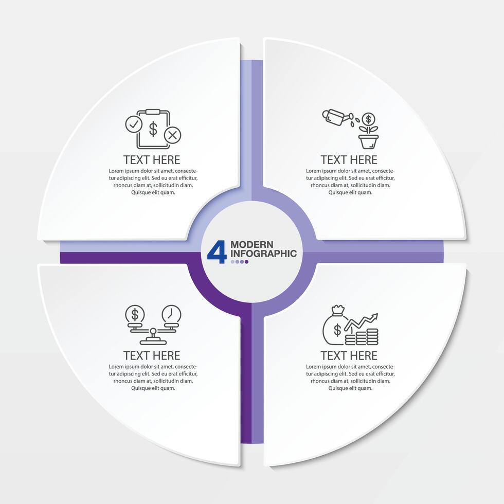 Blue tone circle infographic with 4 steps, process or options. vector