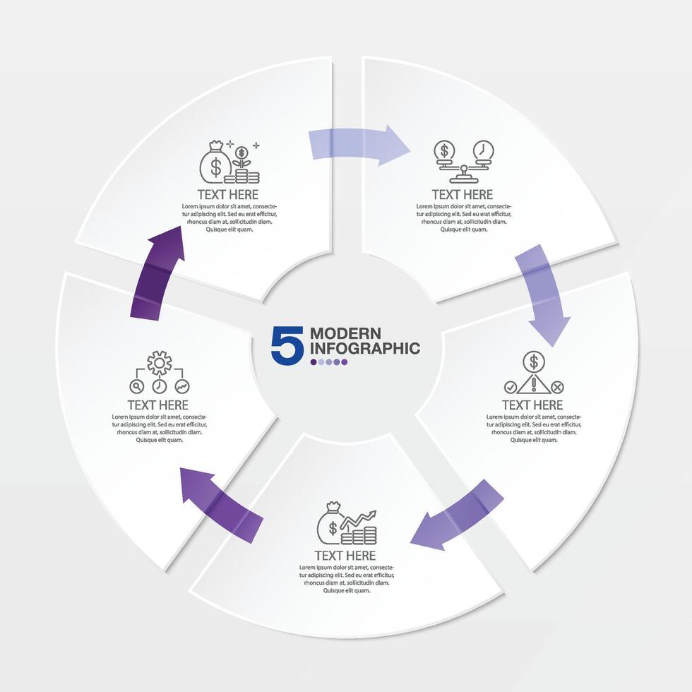 azul tono circulo infografía con 5 5 pasos, proceso o opciones vector