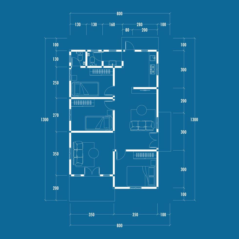 Floor plan blueprint, Figure of the jotting sketch of the construction and the industrial skeleton of the structure and dimensions. vector eps 10