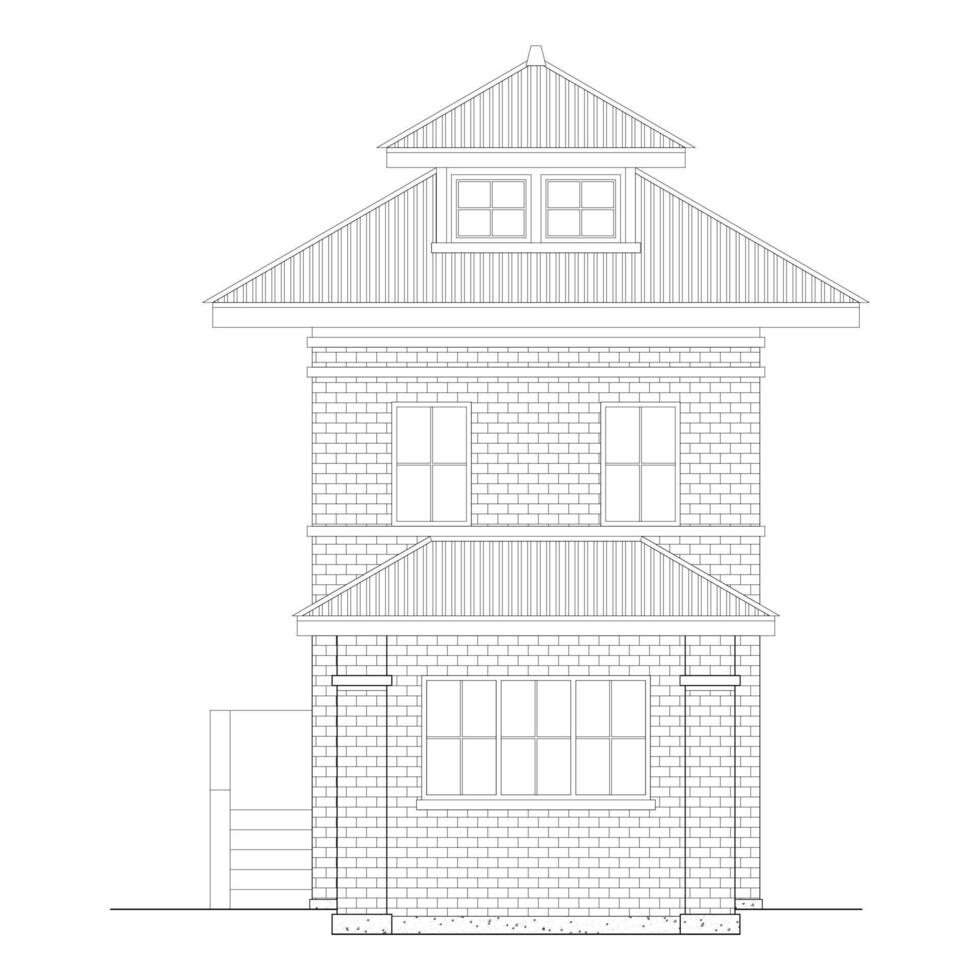 Old Building Facade Architecture, classic. house black and white. vector eps 10