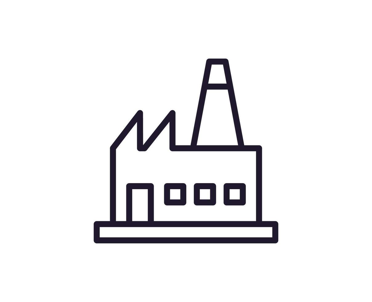 Single line icon of factory on isolated white background. High quality editable stroke for mobile apps, web design, websites, online shops etc. vector