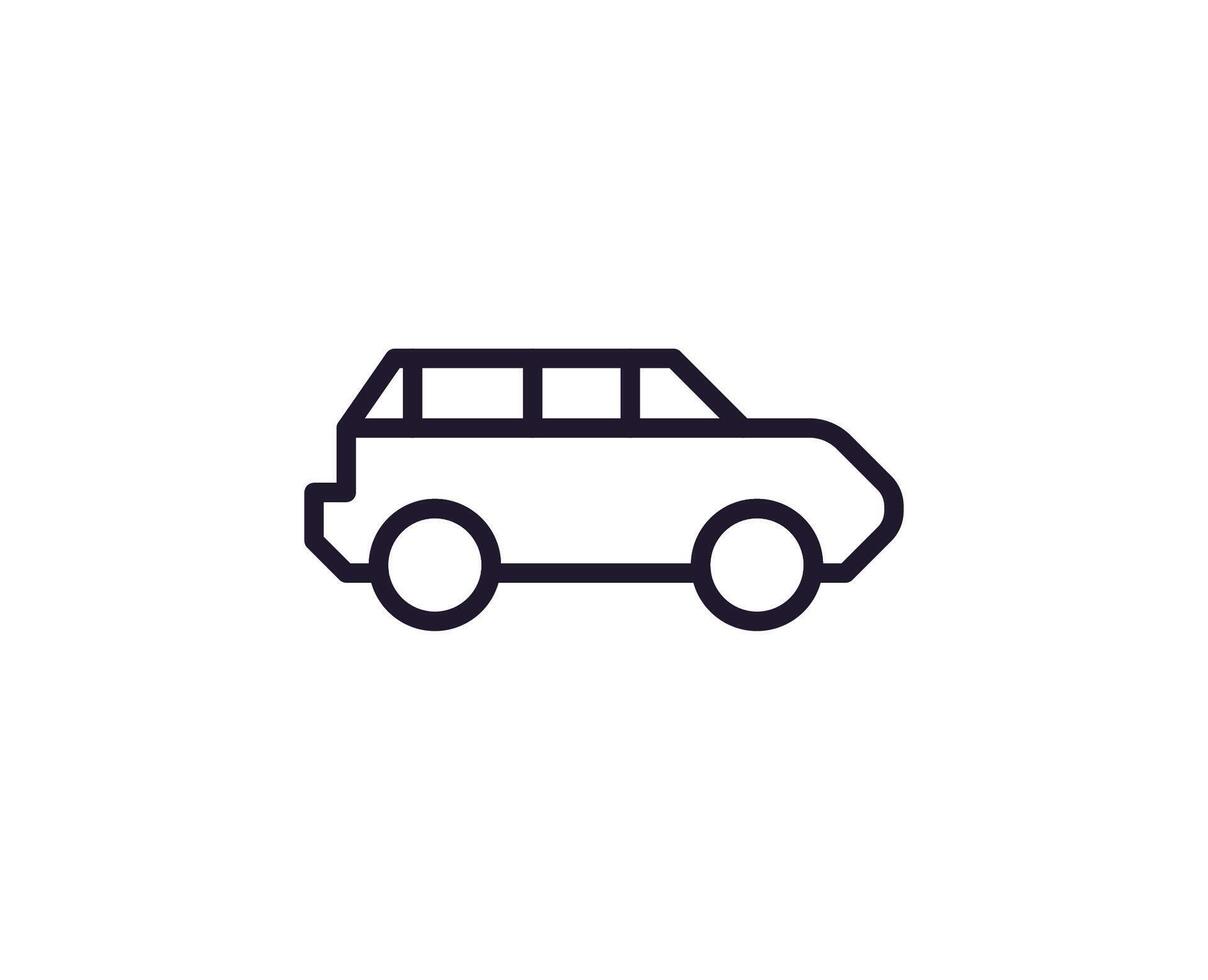Single line icon of car on isolated white background. High quality editable stroke for mobile apps, web design, websites, online shops etc. vector