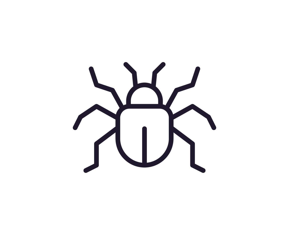 Bug concept. Single premium editable stroke pictogram perfect for logos, mobile apps, online shops and web sites. Vector symbol isolated on white background.