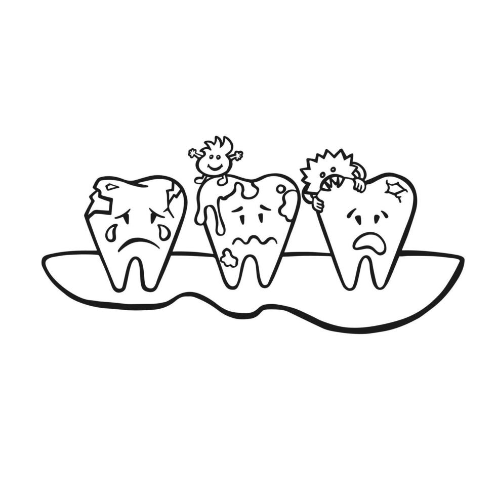 sucio cena dental infección oral higiene, vector