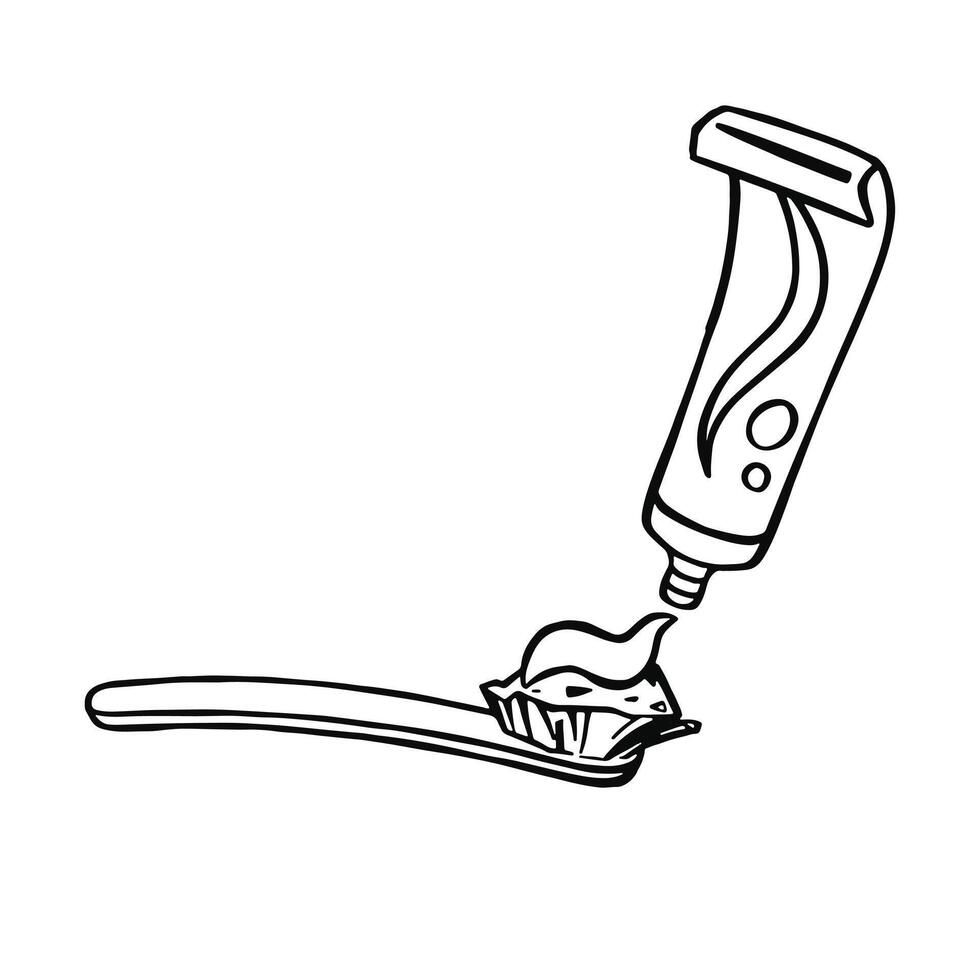 pasta dental tubo y cepillo de dientes, personal higiene ilustración, vector