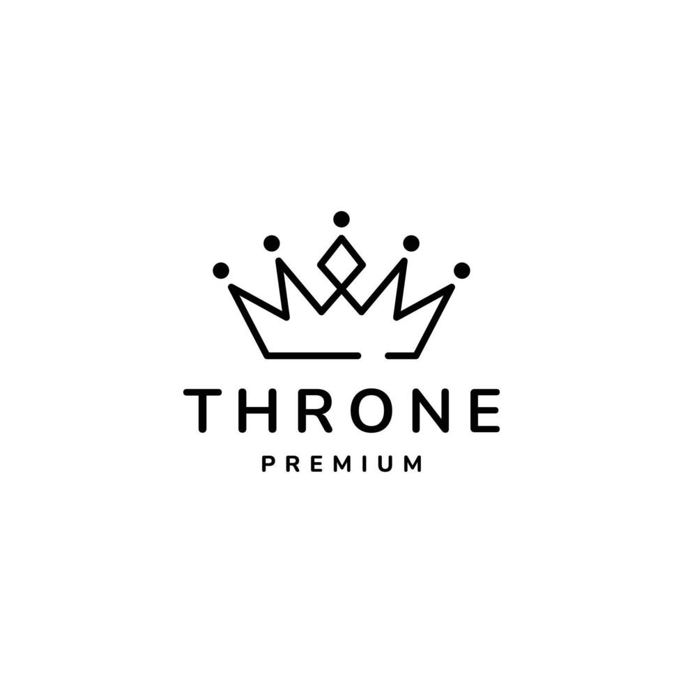 Throne. Crown logo design template vector illustration