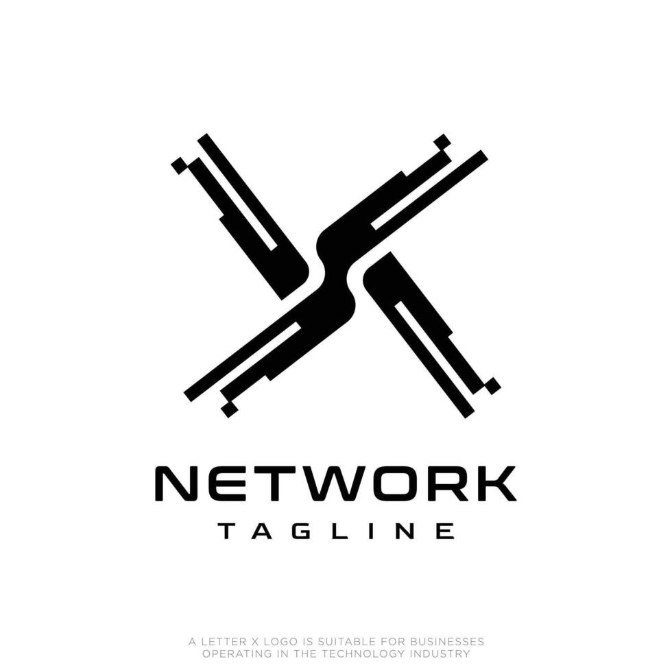 Initial Letter X modern technology logo design template vector illustration