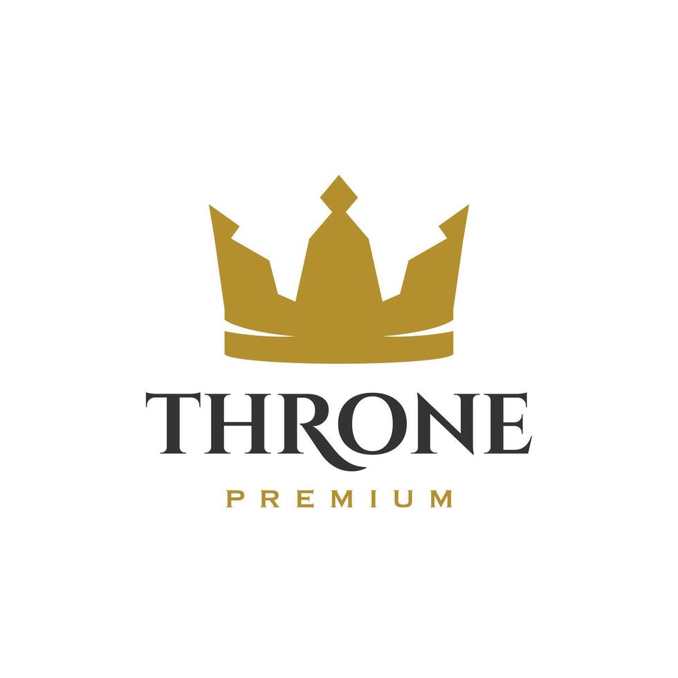 Throne. Crown logo design template vector illustration