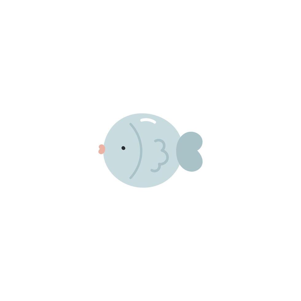 Cute pastel fish. Flat cartoon vector illustration isolated on white background. For card, posters, banners, printing on the pack, printing on clothes, fabric, wallpaper, textile or dishes.