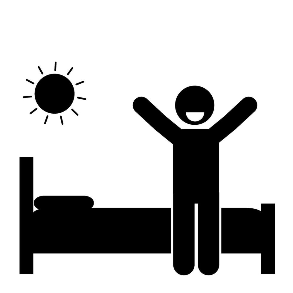 stick figure vector illustration wake up early, wake up