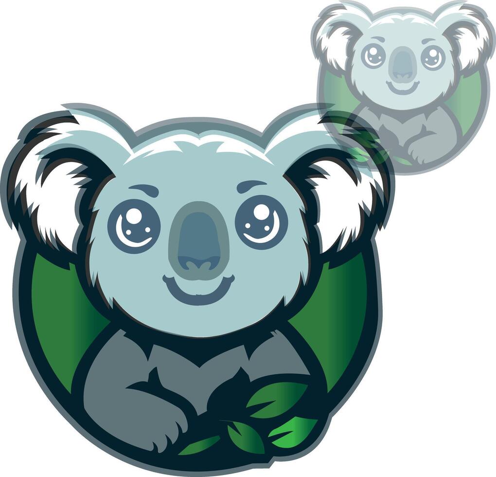 cartoon koala cartoon with shades of green leaves. Suitable for t-shirt designs vector