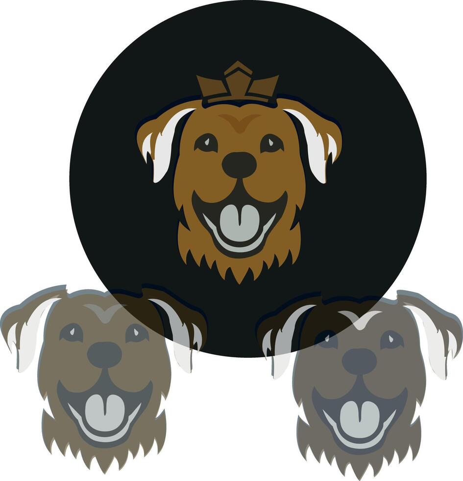 cartoon illustration of a dog with a crown head vector