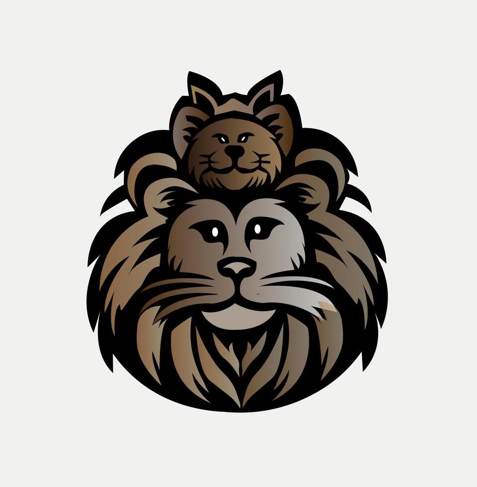 Cartoon lion isolated on brown. vector