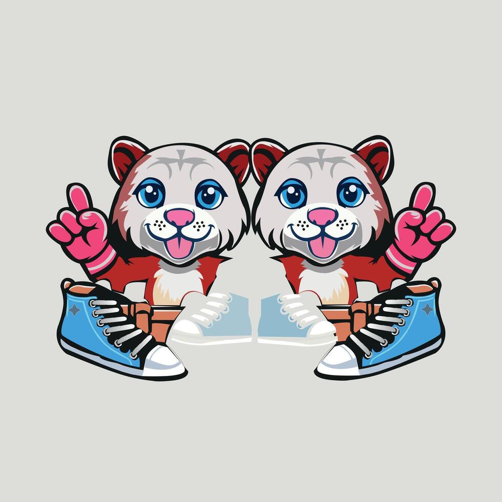 linda gato logo con zapatos. vector