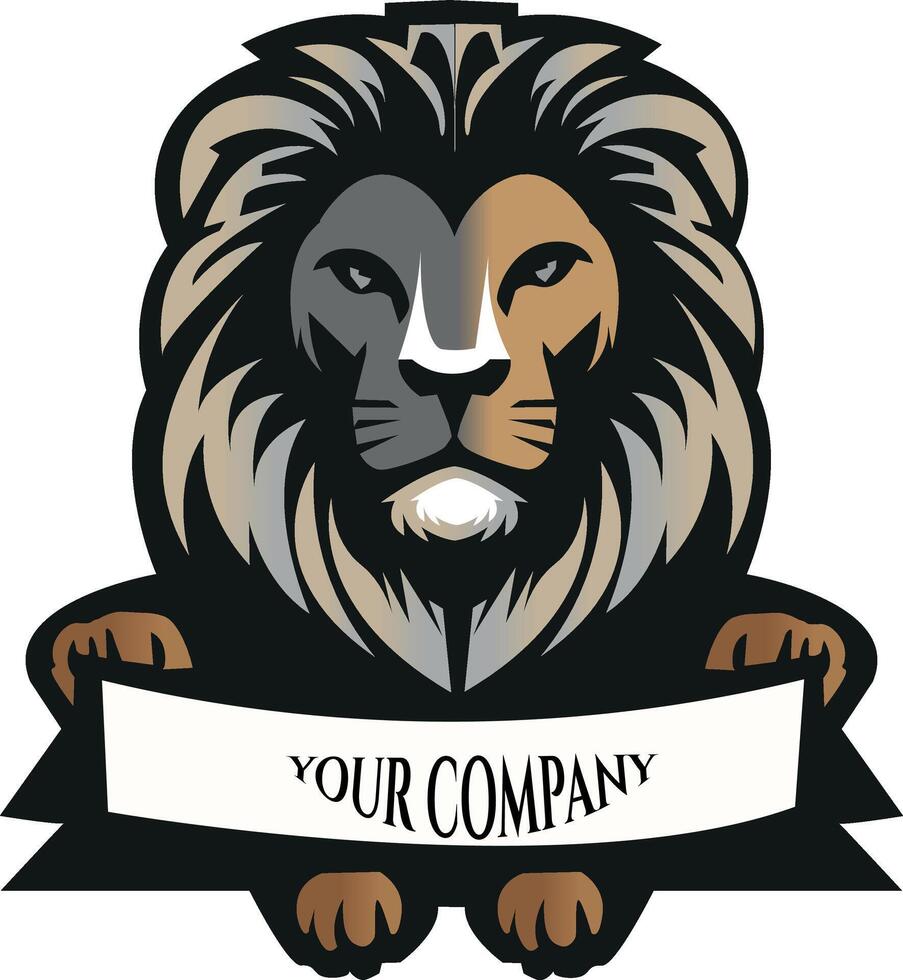 Lion logo cartoon mascot character. vector