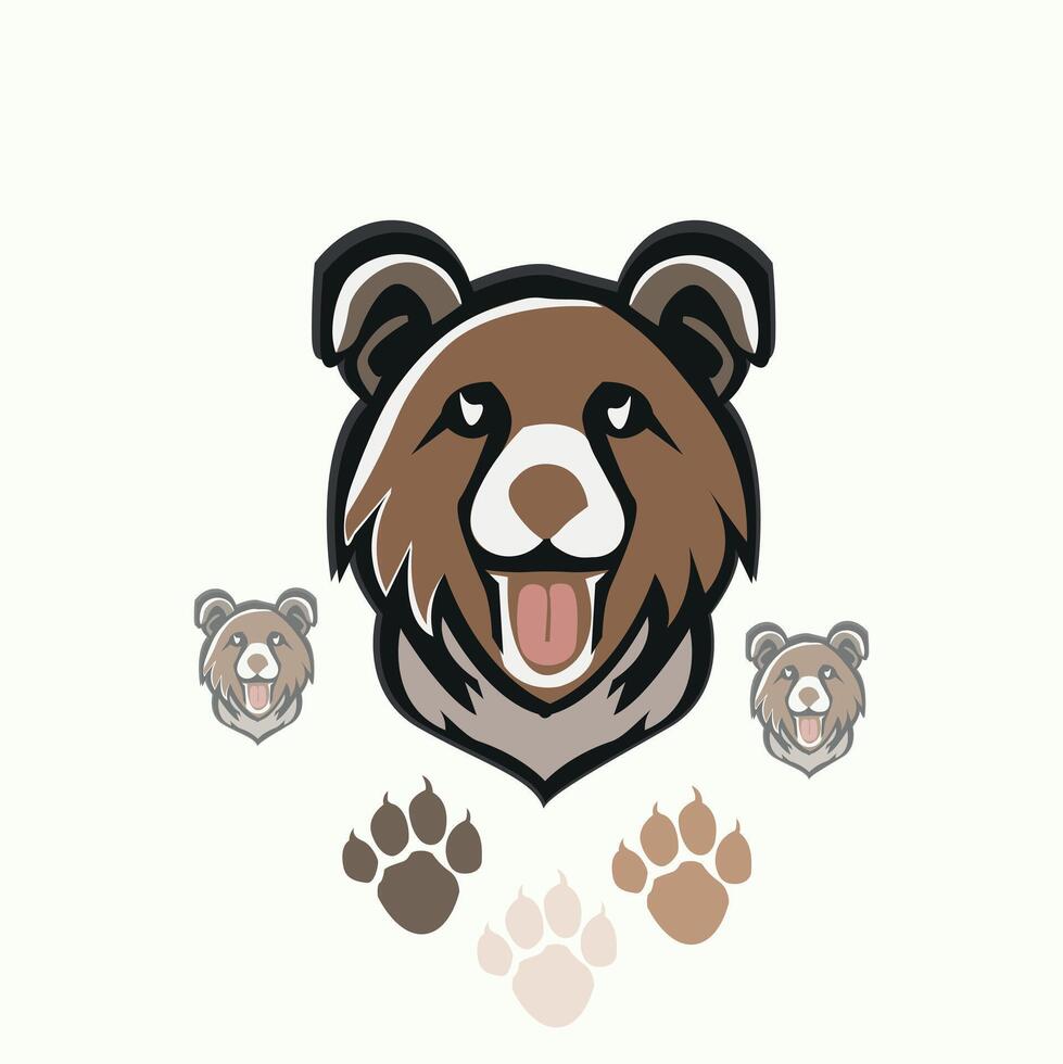 Cute dog head and paw logo. Suitable for businesses selling dog and cat food vector