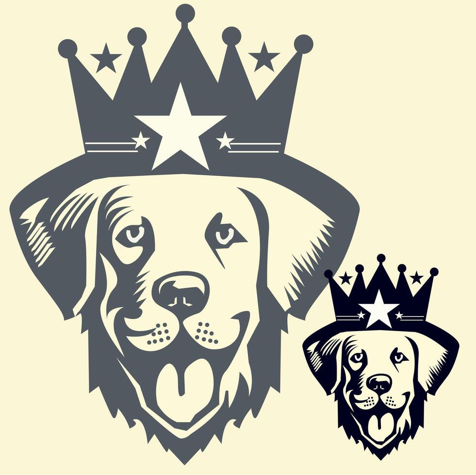 illustration of a dog logo with a crown head. vector